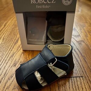 Robeez First Kicks Black Baby Sandals